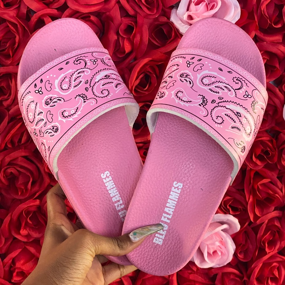 Pink Bandana Paisley Slides